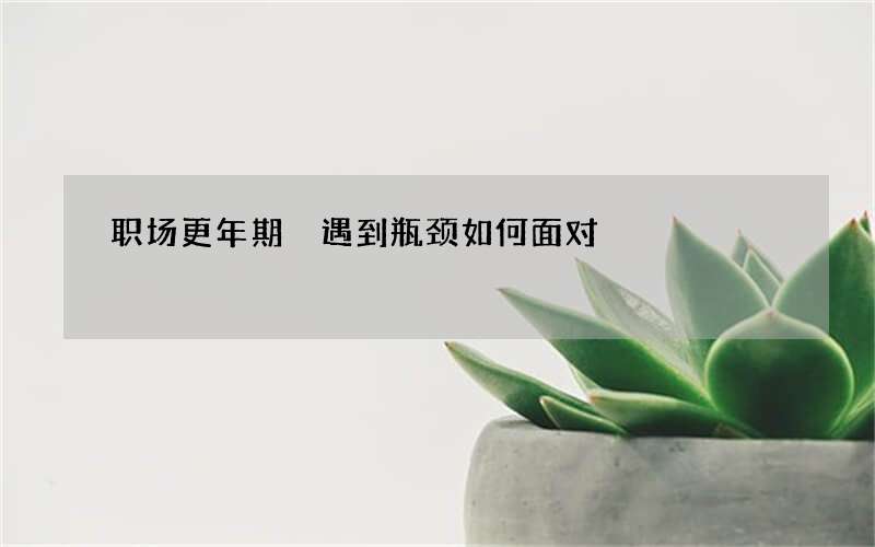 职场更年期 遇到瓶颈如何面对
